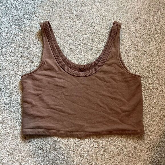 Aerie Women's Brown Scoop Neck Cropped Sweater Tank Top Small - Picture 1 of 5